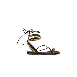 Valentino Garavani 'Rockstud No Limit' Brown Leather Strappy Sandals Size 9